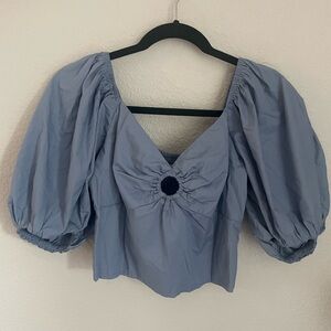 Abercrombie & Fitch Light Blue Puff Sleeve Blouse